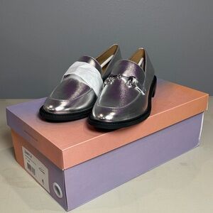 LisaVicky Zany-V Silver Metallic PU Loafer